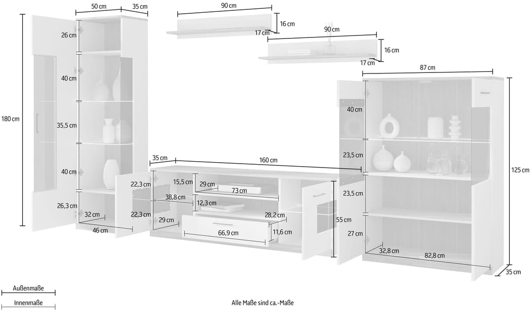 OTTO home Wohnwand Ribe Set-5 St. | Weiß