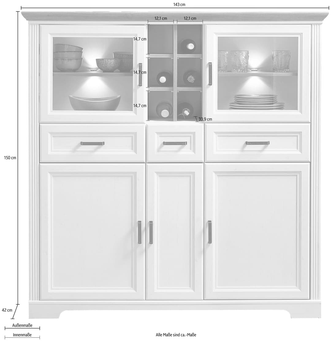 Innostyle Highboard Jasmin | Weiß