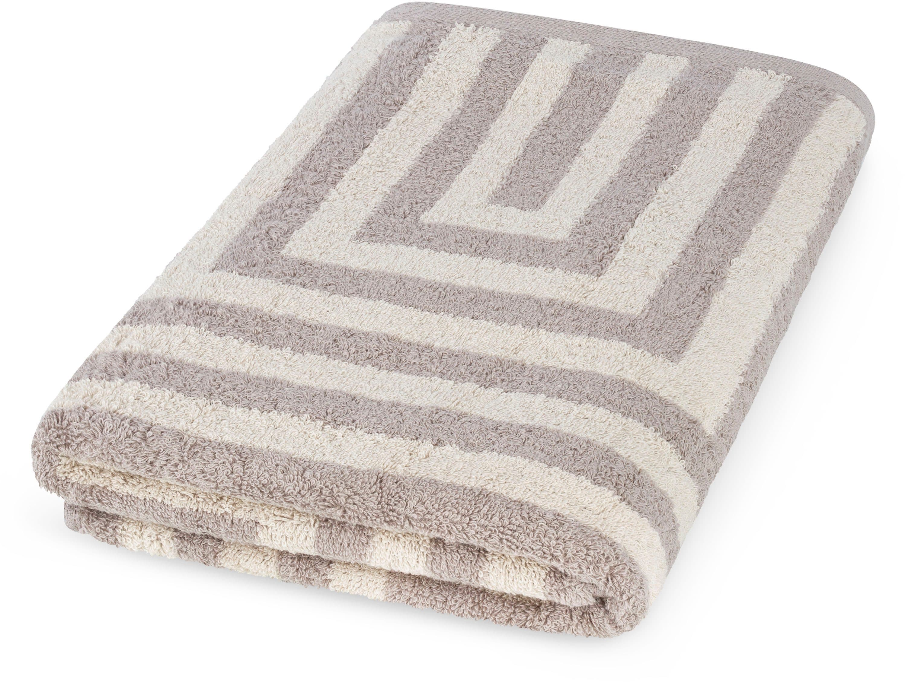 ROSS Duschtuch Grafik, Frottier | Beige