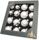 Krebs Glas Lauscha Weihnachtsbaumkugel Schneeflocke silberfarben (16 2