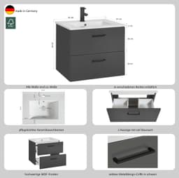 welltime Waschtisch Trento | Grau