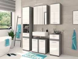 welltime Badezimmerspiegelschrank LUCCA | Grau