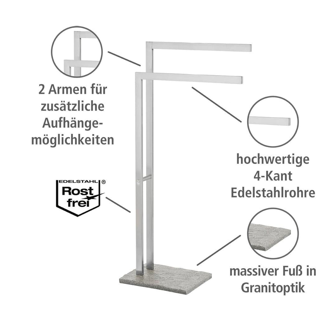 Wenko Handtuchständer Granit | Grau