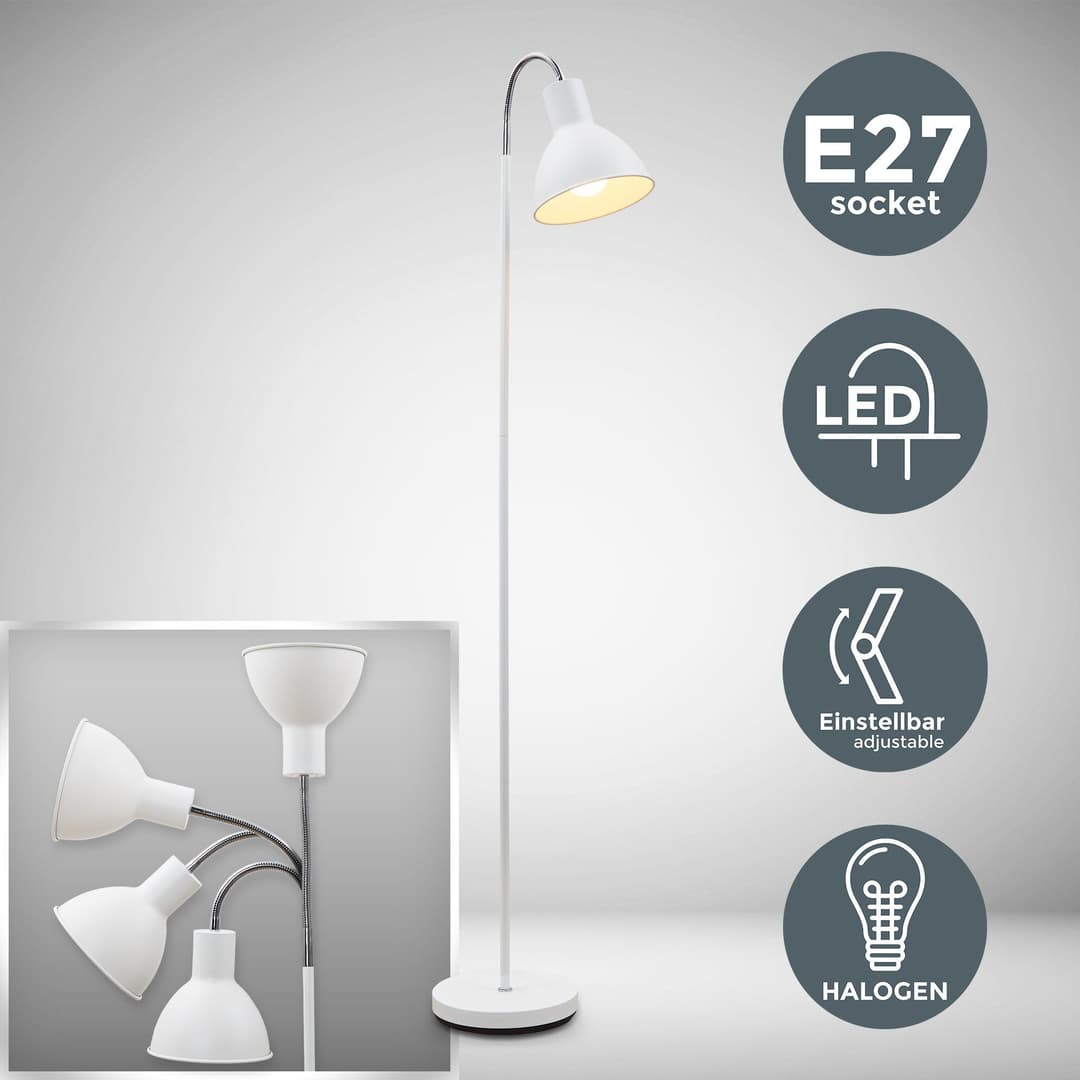 B.K.Licht LED Stehlampe | Weiß