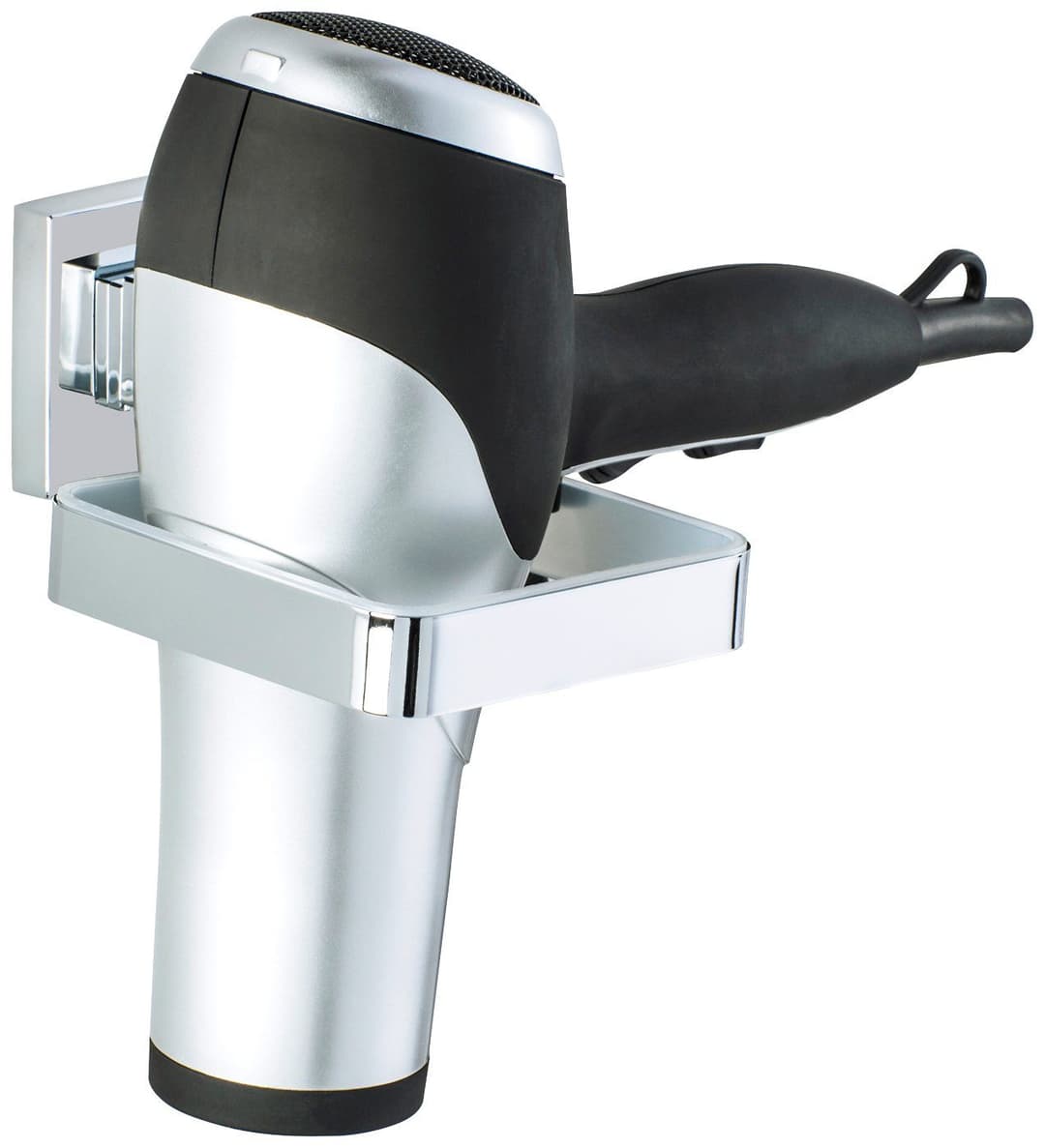 WENKO Haartrocknerhalter Vacuum-Loc Quadro | Silber