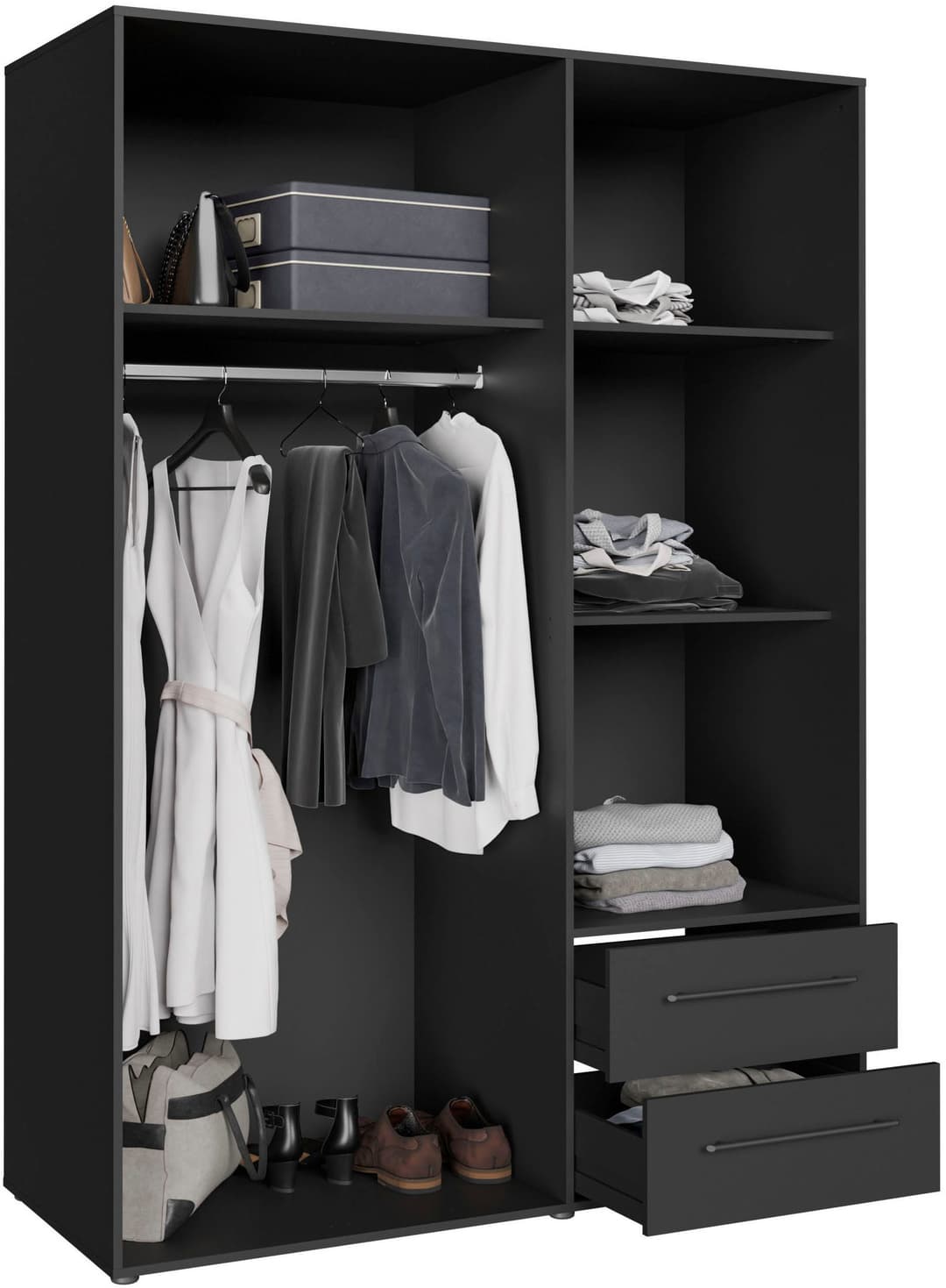 FORTE Kleiderschrank Mokkaris | Schwarz