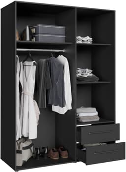 FORTE Kleiderschrank Mokkaris | Schwarz
