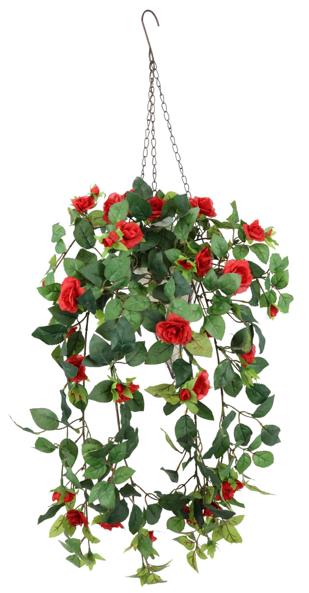 Künstlicher Rosenbusch im Korb | Rot