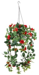 Künstlicher Rosenbusch im Korb | Rot