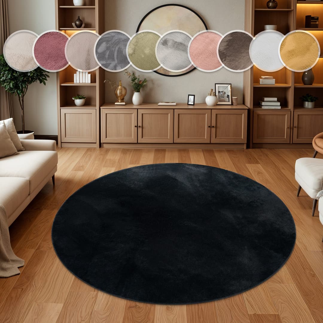 Paco Home Fellteppich Kunstfell Soft 380 | Schwarz