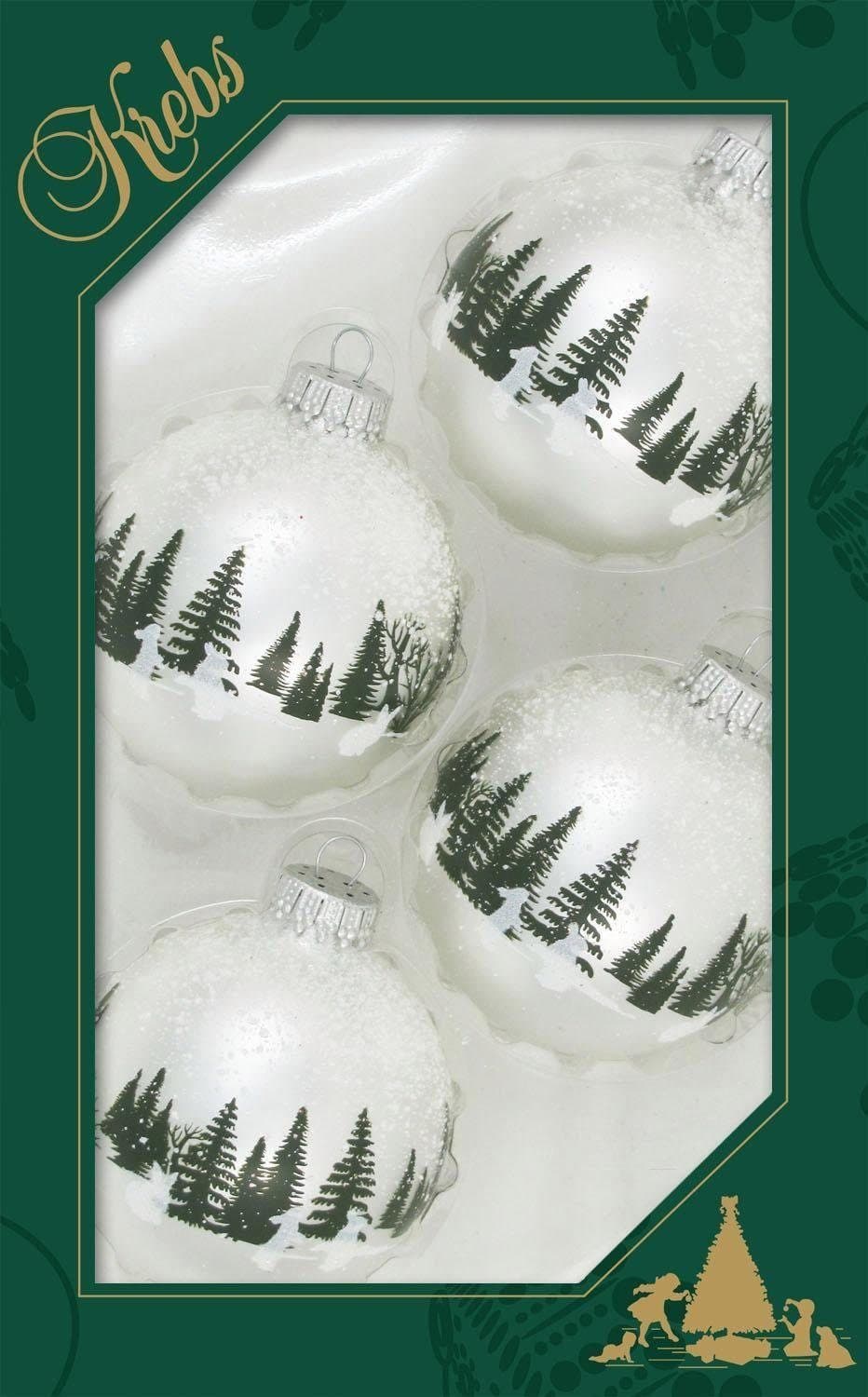 Krebs Glas Lauscha Weihnachtsbaumkugel Kaninchen (4 St) | Weiß