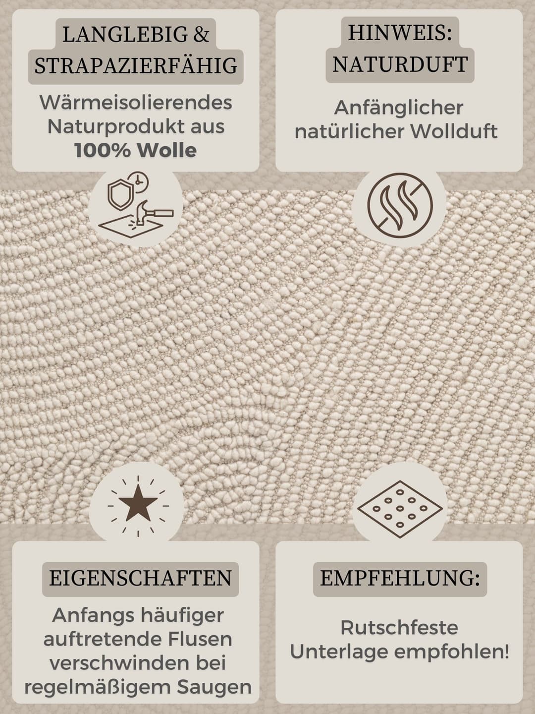 HANSE Home Wollteppich Calmio | Beige