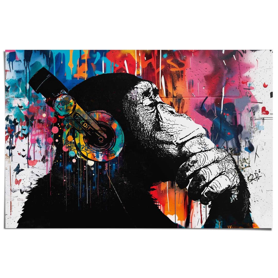 Reinders! Poster Graffiti chimp | Mehrfarbig