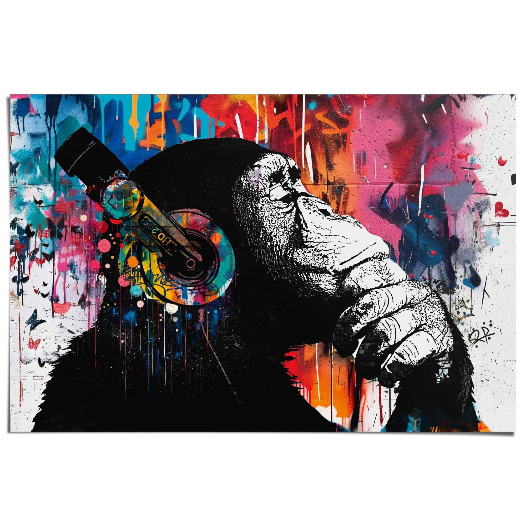 Reinders! Poster Graffiti chimp | Mehrfarbig