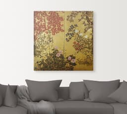 Artland Japanischer Wandschirm Leinwandbild | Gold