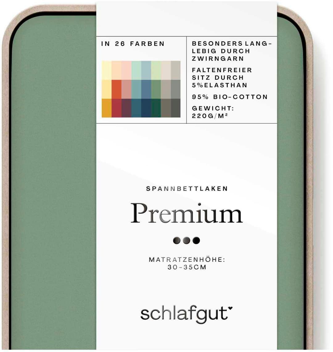 Schlafgut Spannbettlaken PREMIUM Mako-Zwirn-Jersey | Grün