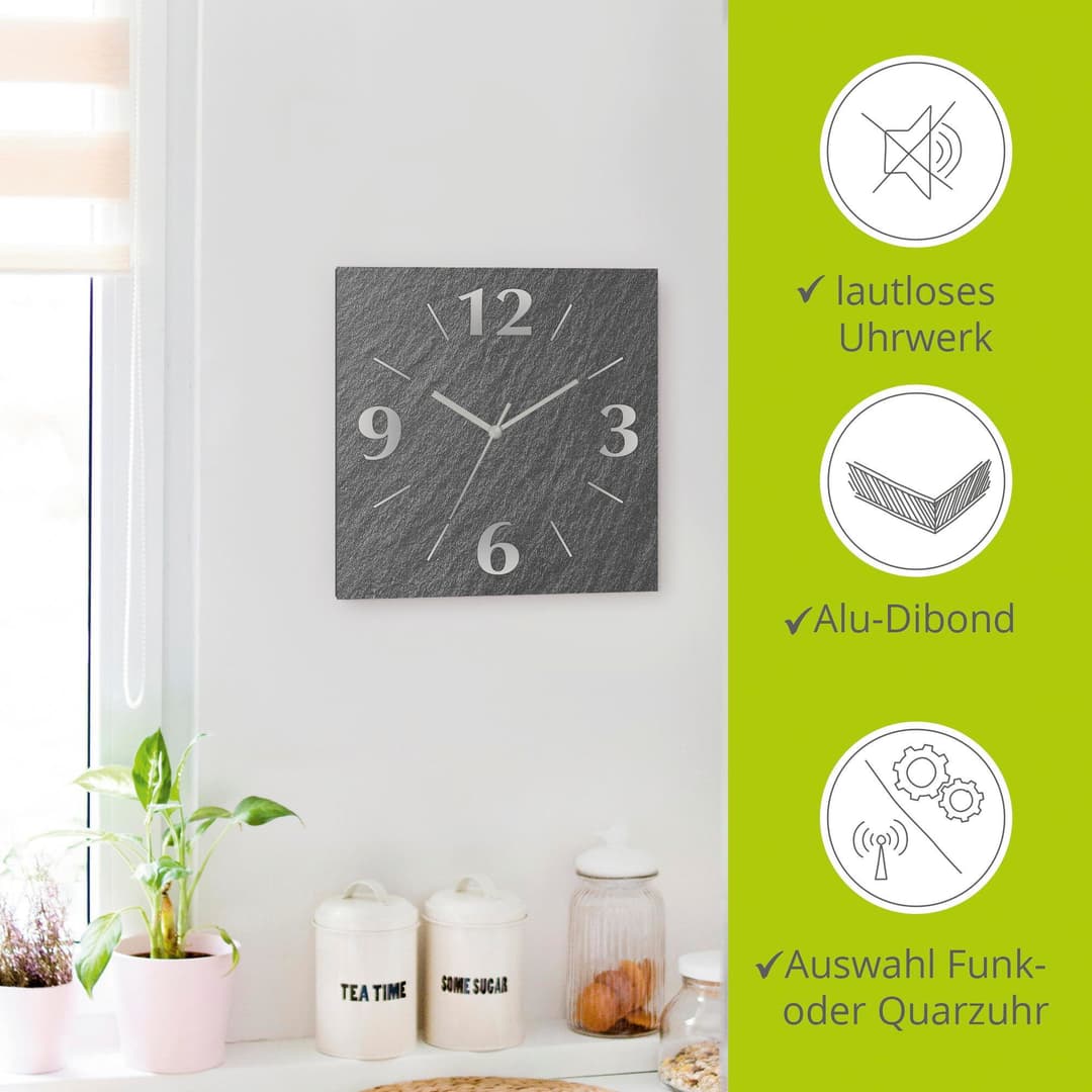 Artland Wanduhr Schiefer | Grau