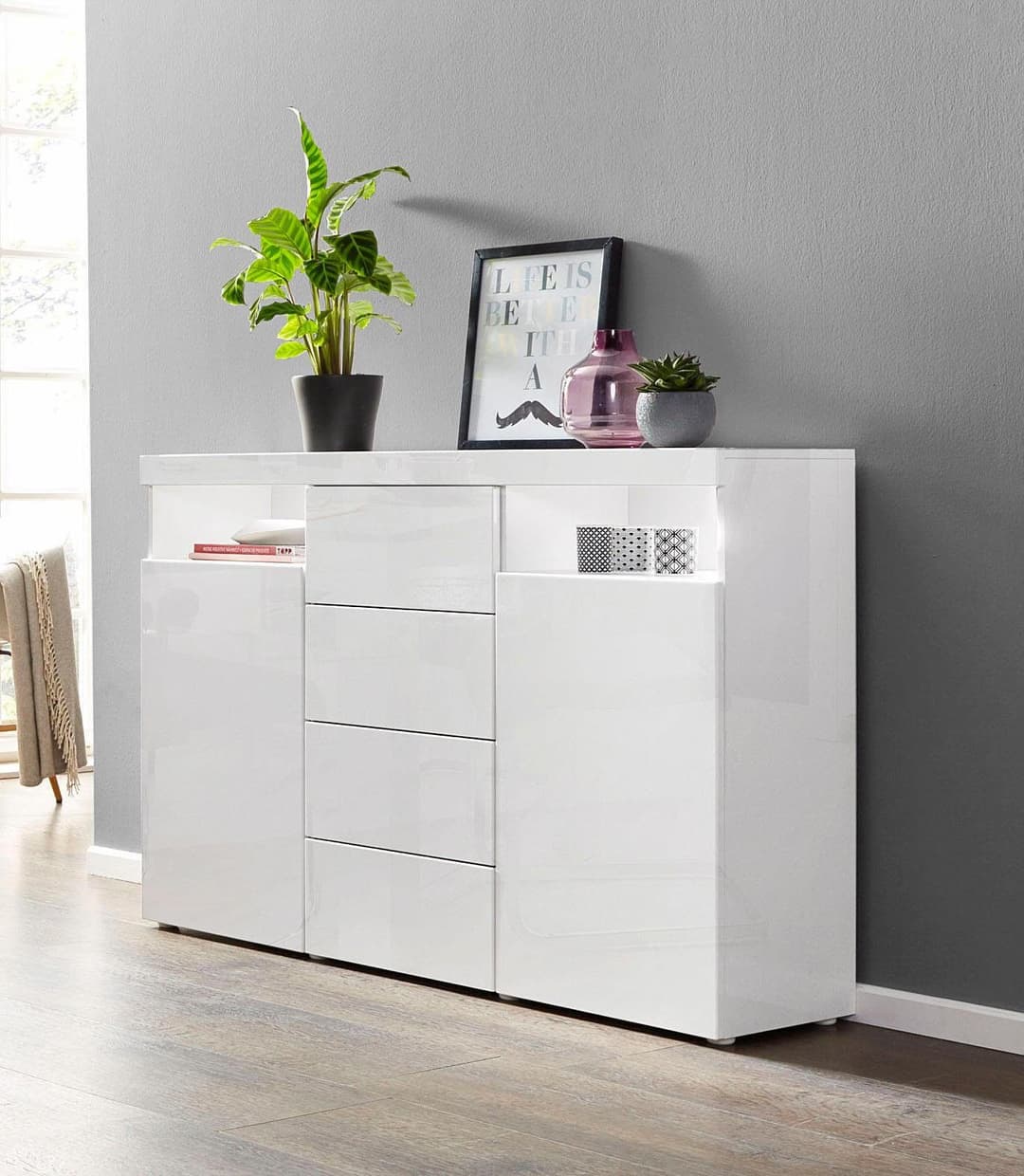 borchardt Möbel Highboard Kapstadt | Weiß