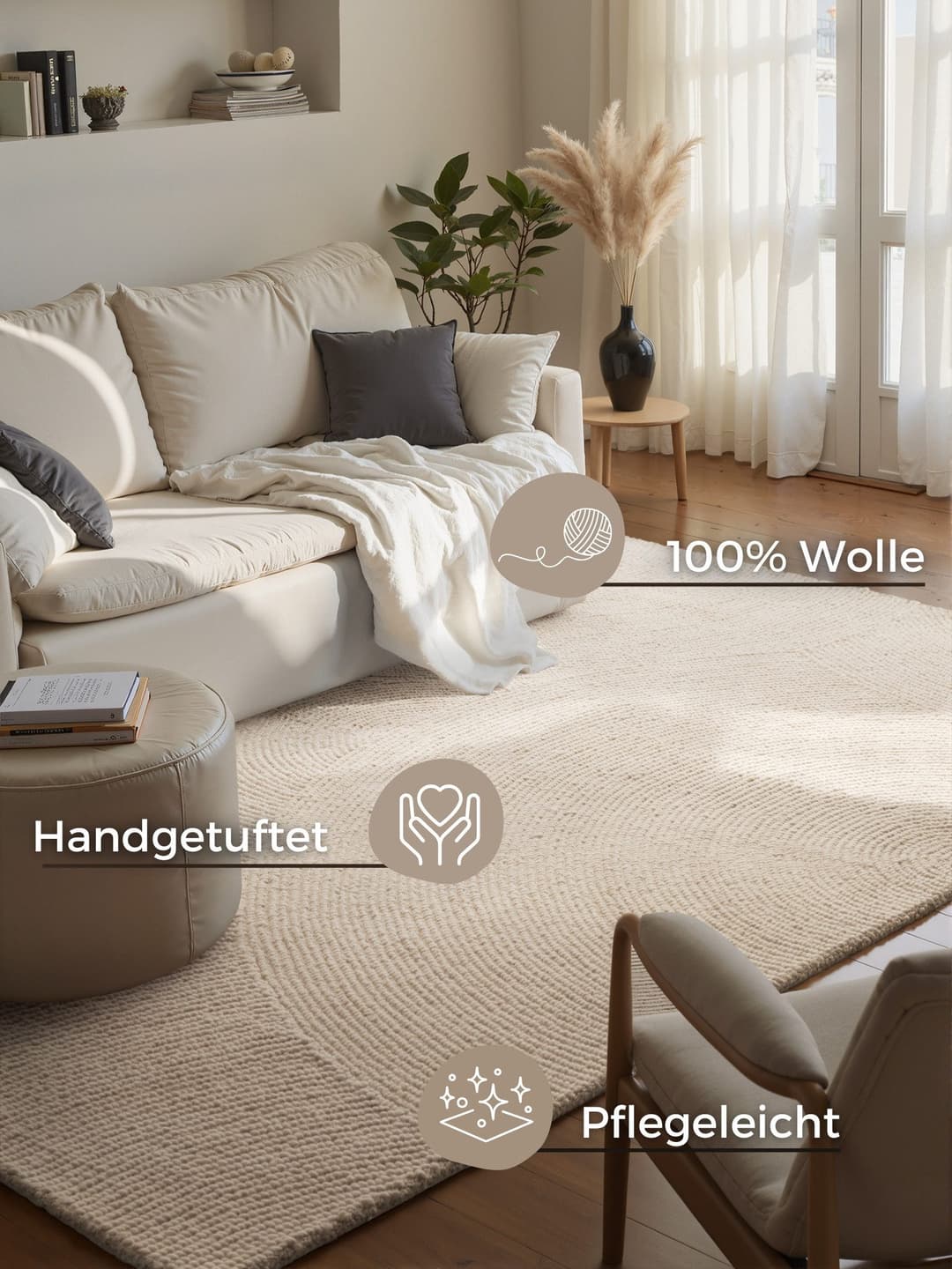 HANSE Home Wollteppich Calmio | Weiß