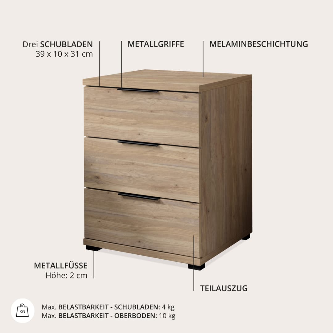 Schlafkontor Nachtkommode Smilla | Holztöne