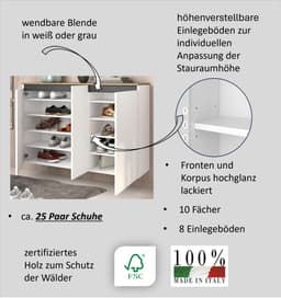 Home affaire Schuhschrank Zippo | Weiß