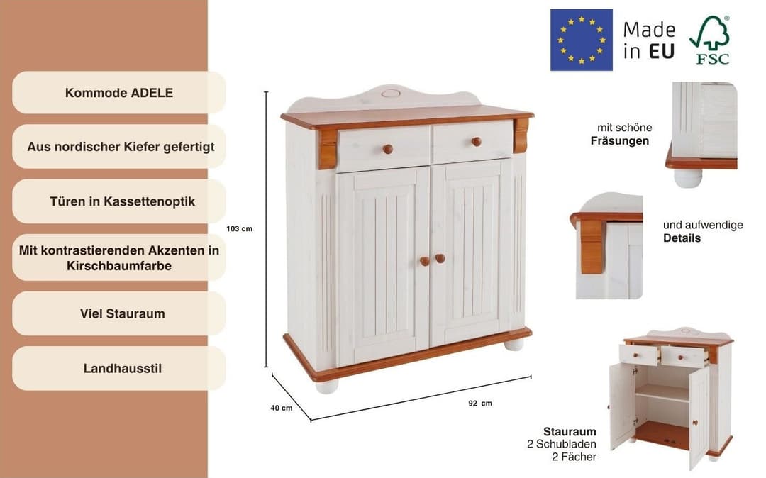 OTTO home Kombikommode Adele | Mehrfarbig