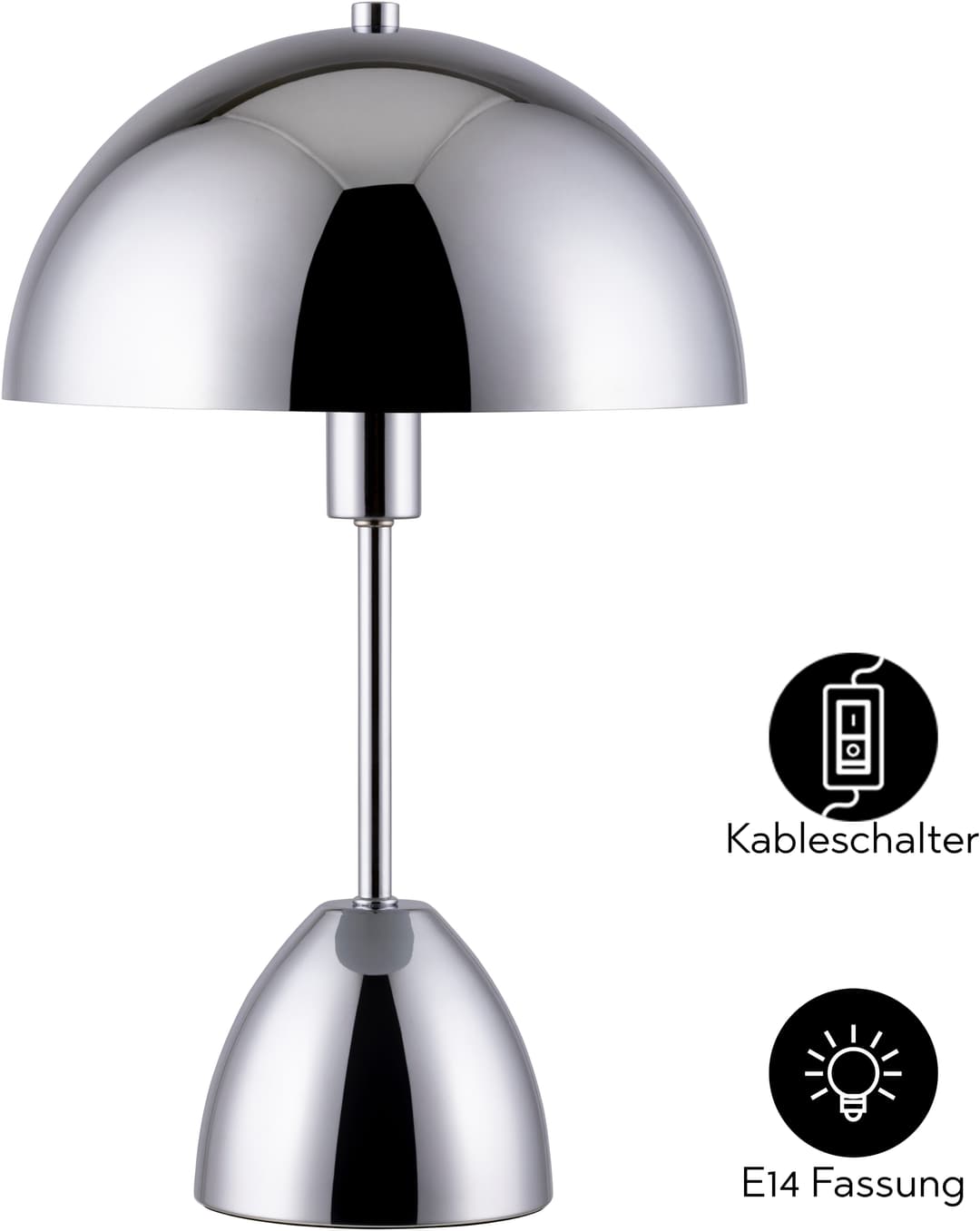 OTTO home Tischleuchte Dorrio Pilzlampe | Silber