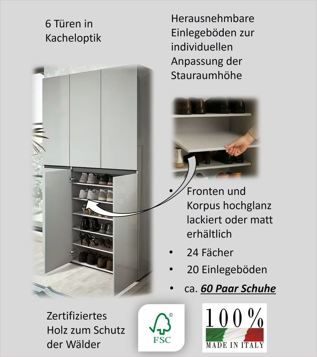 Home affaire Schuhschrank MISTER | Grau