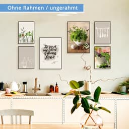 Artland Poster Küchenkräuter & Küchenhelfer Set | Mehrfarbig