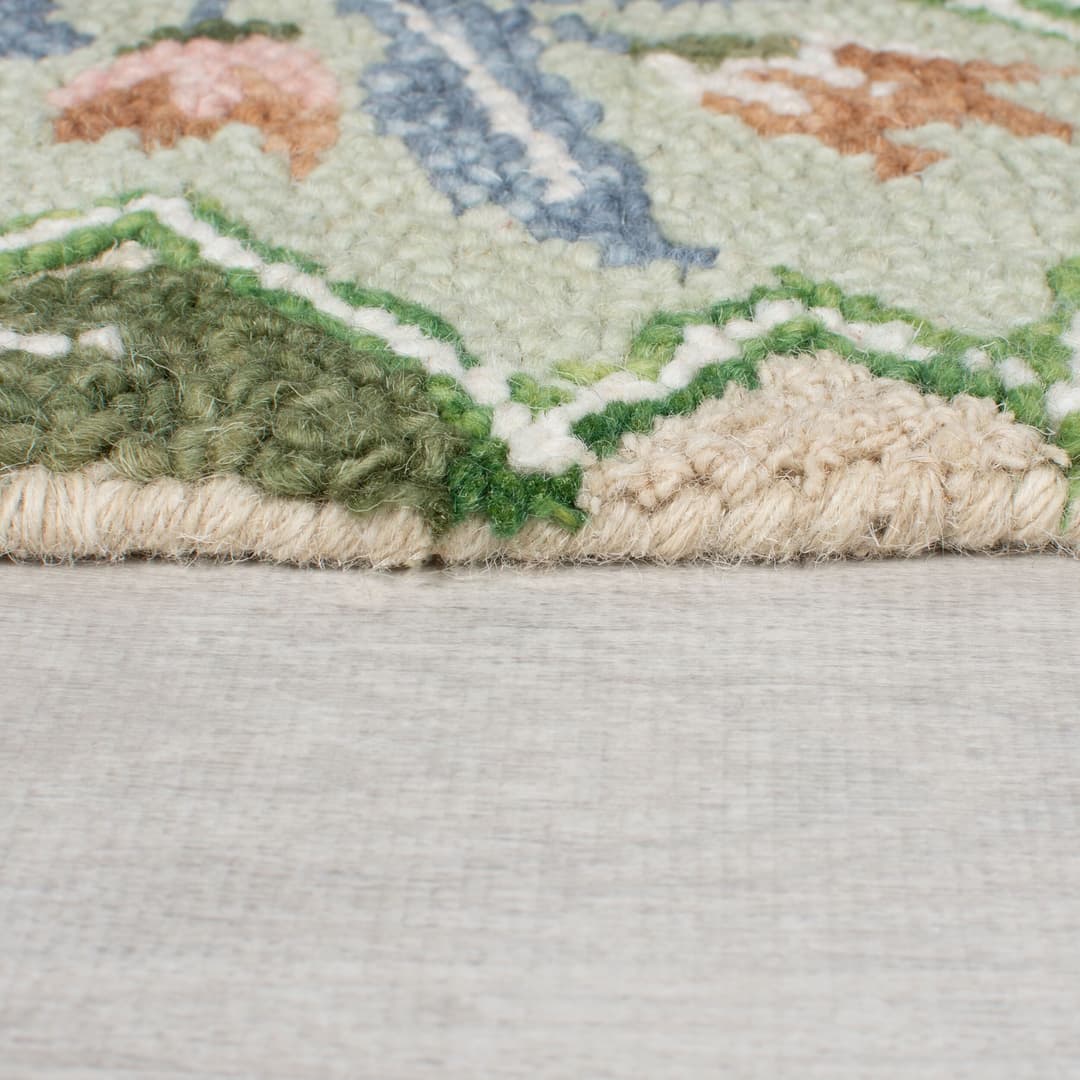 FLAIR RUGS Bryony Floral Wollteppich | Grün