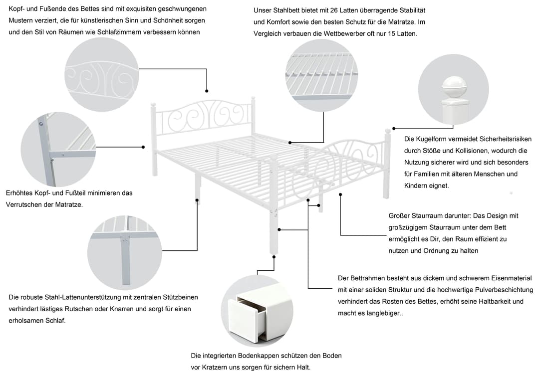 OTTO home Metallbett LUND | Weiß
