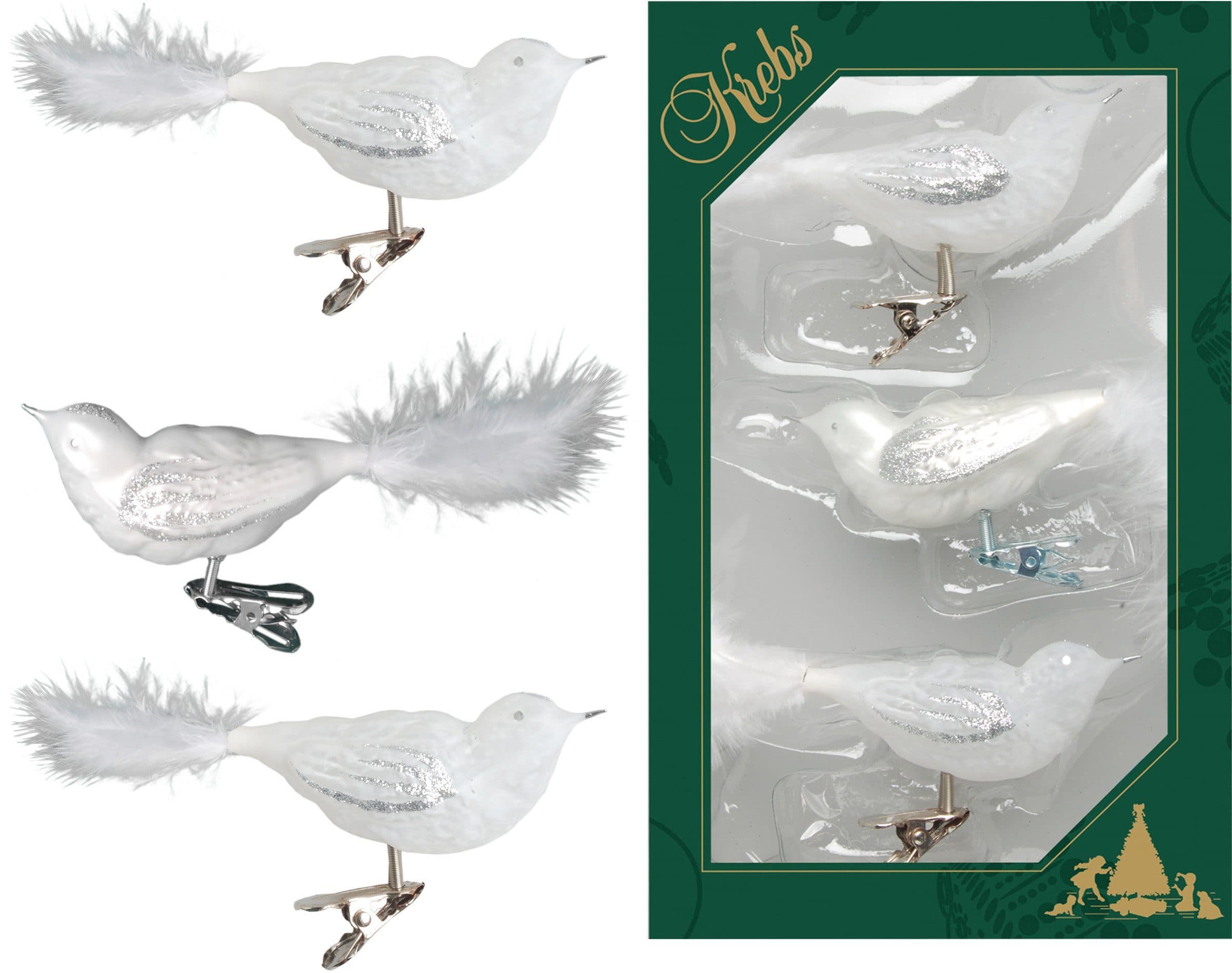 Krebs Glas Lauscha Weihnachtsbaumklammer CBK80873 | Weiß