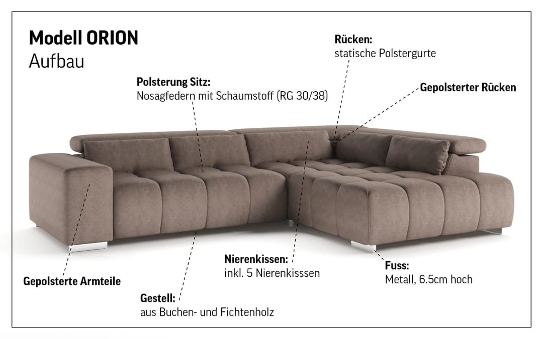 COTTA Ecksofa Orion L-Form | Beige