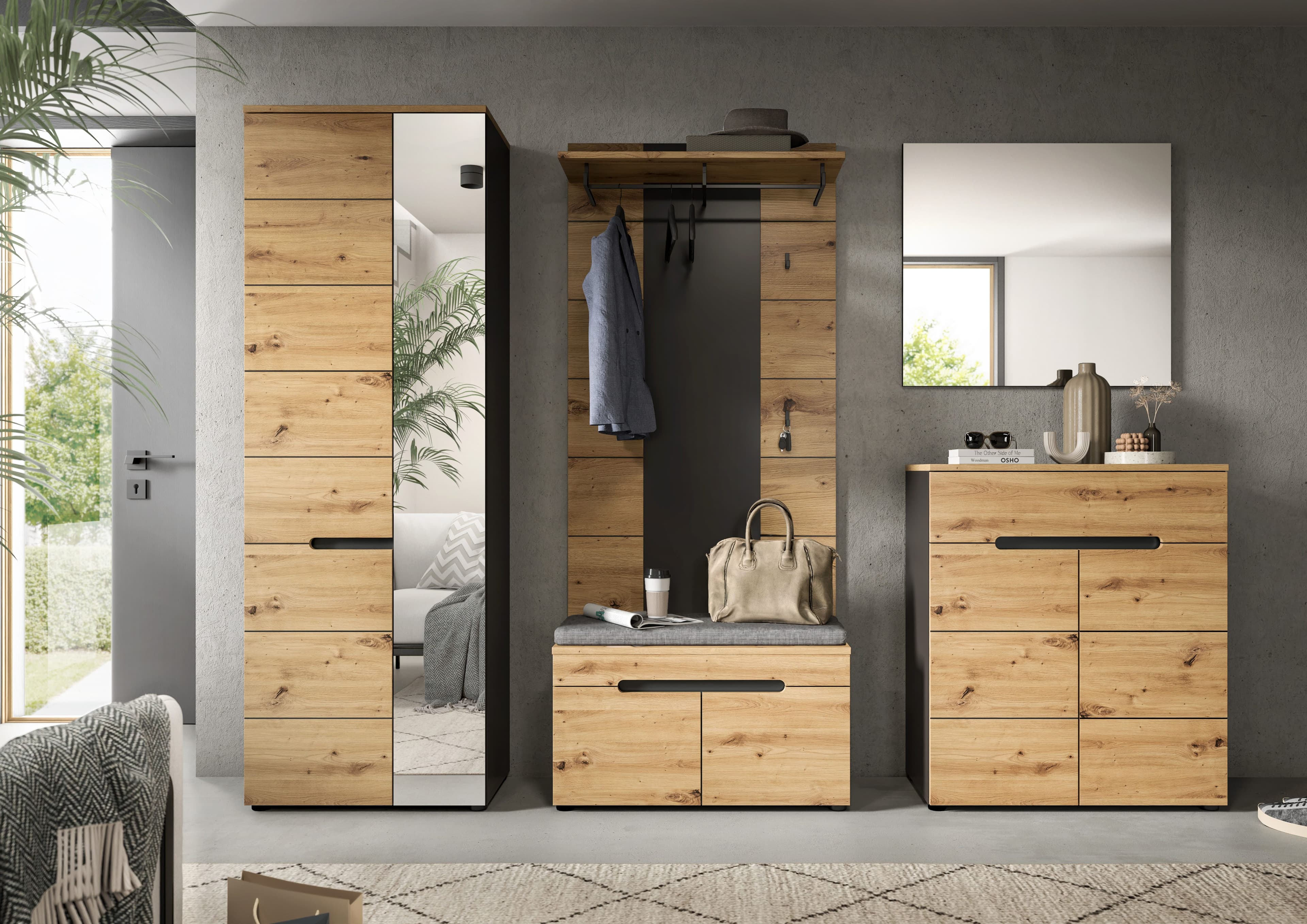 Home affaire Garderoben-Set REHAT | Holztöne