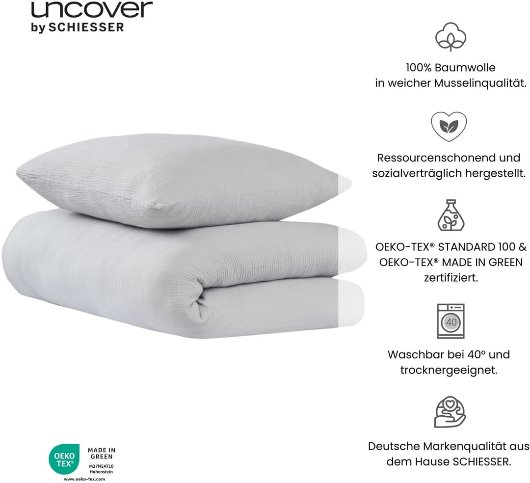 uncover by SCHIESSER Bettwäsche Lennox | Grau