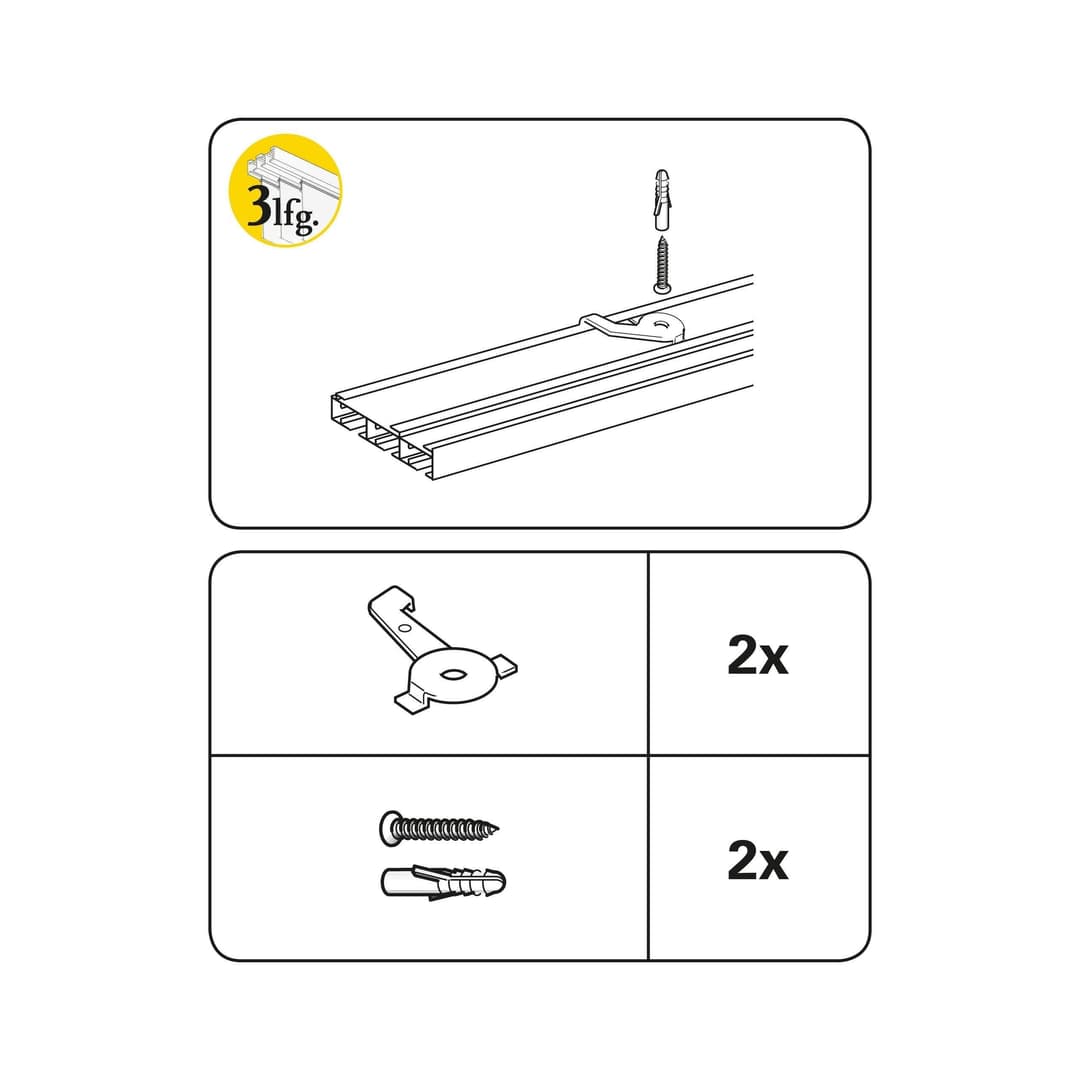 GARDINIA Gardinenstangenhalter Deckenträger 3-läufig | Silber