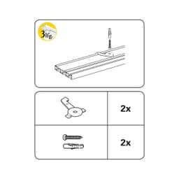 GARDINIA Gardinenstangenhalter Deckenträger 3-läufig | Silber