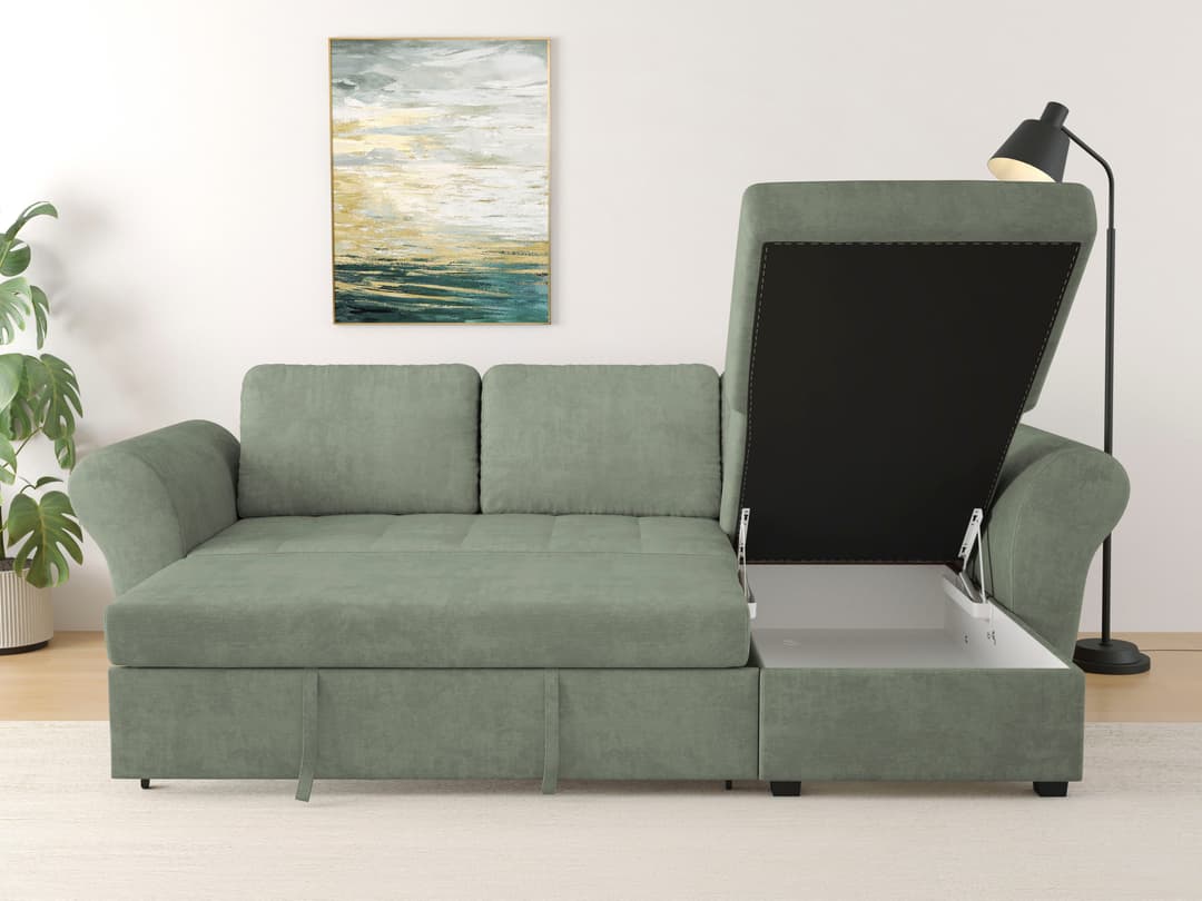 Trends by HG Ecksofa Lasse L-Form | Grün