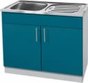 wiho Küchen Spülenschrank Kiel 100 cm breit mit Auflagespüle | Blau