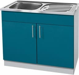 wiho Küchen Spülenschrank Kiel 100 cm breit mit Auflagespüle | Blau