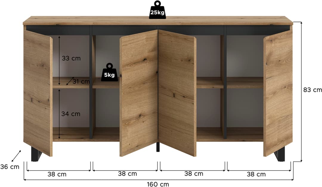 Home affaire Sideboard TOMA | Holztöne