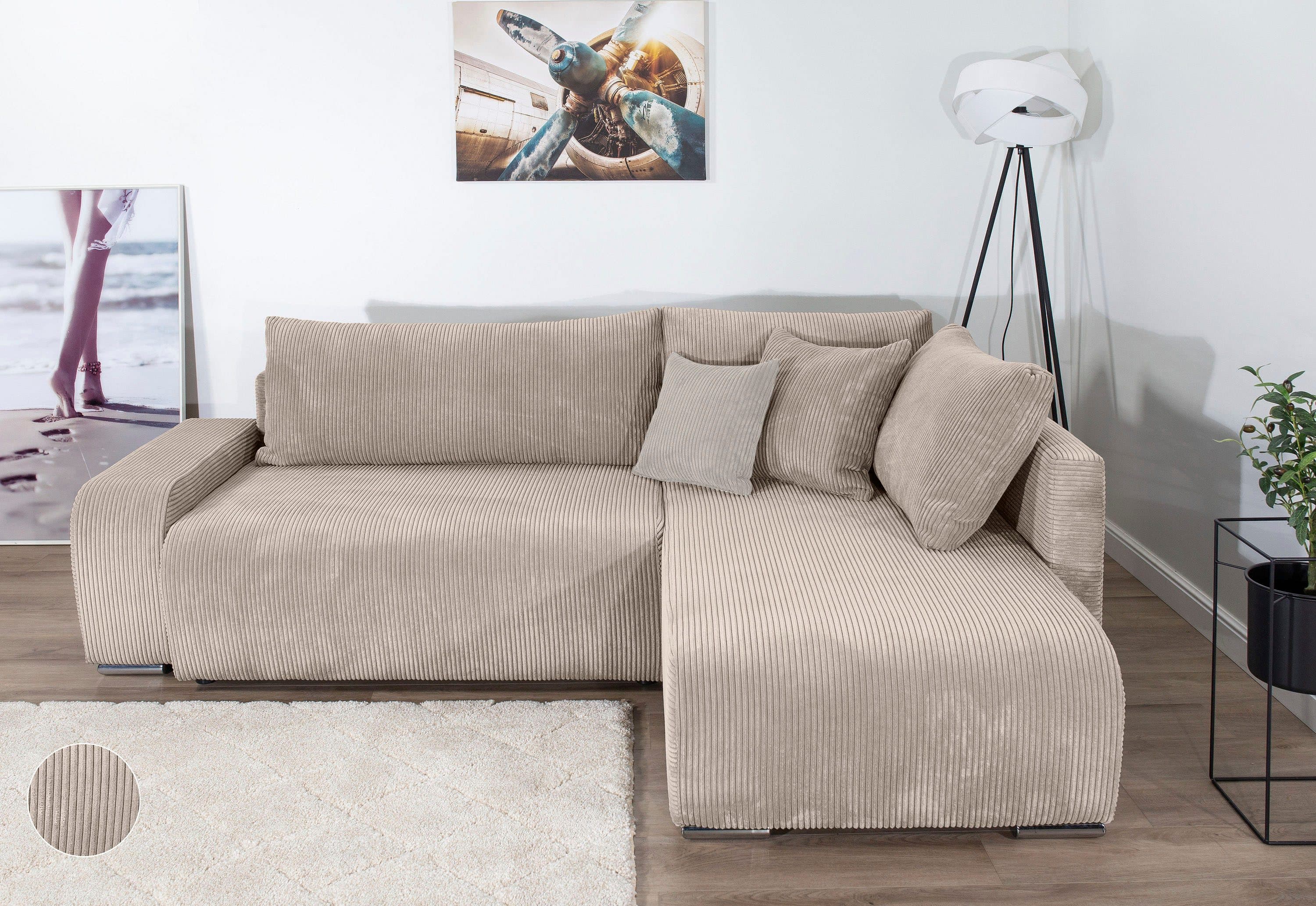 COLLECTION AB Ecksofa Poppy L-Form | Beige