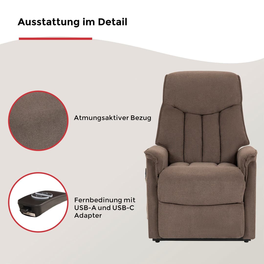 Duo Collection TV-Sessel Aurora XXL | Braun