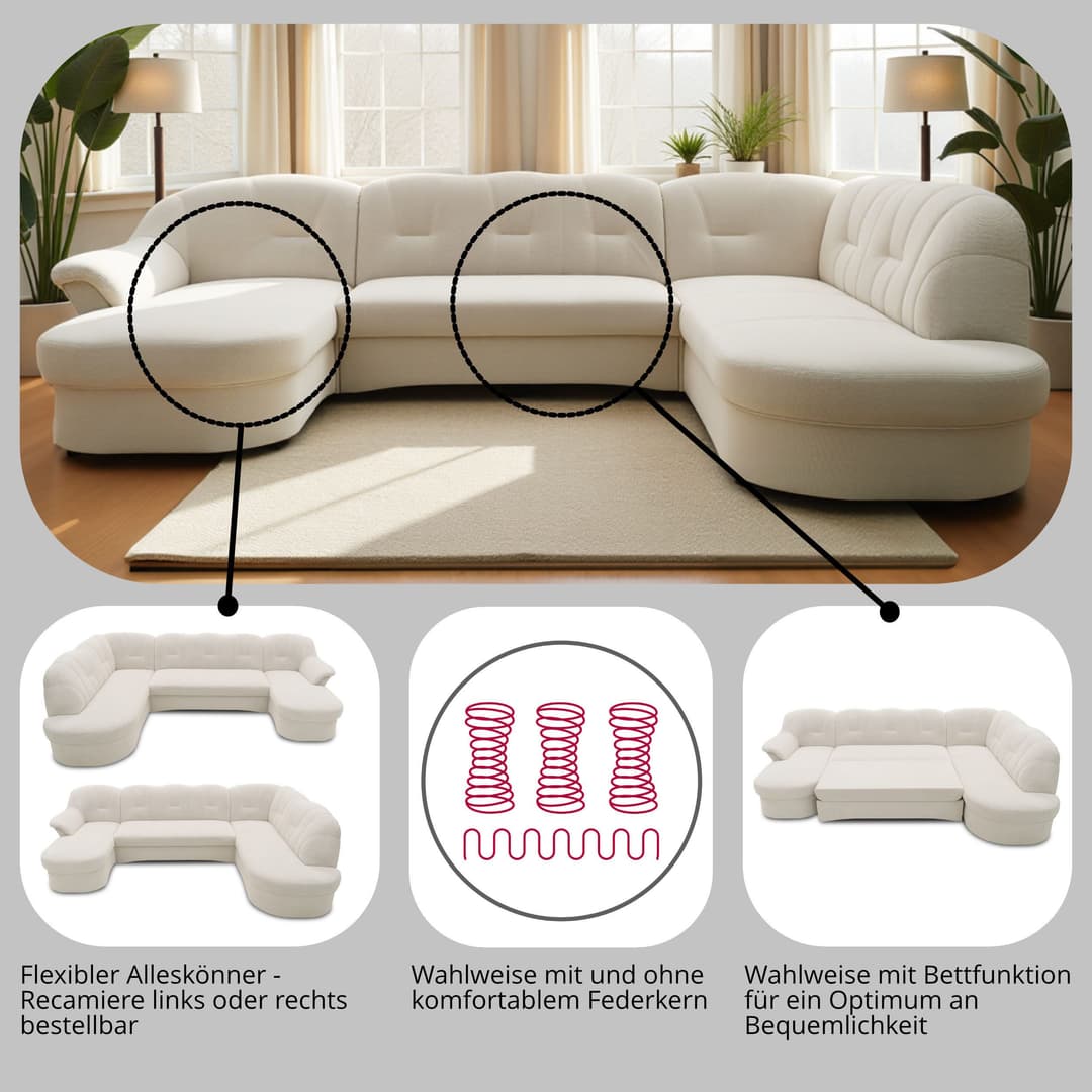 DOMO collection Wohnlandschaft Flores | Grau