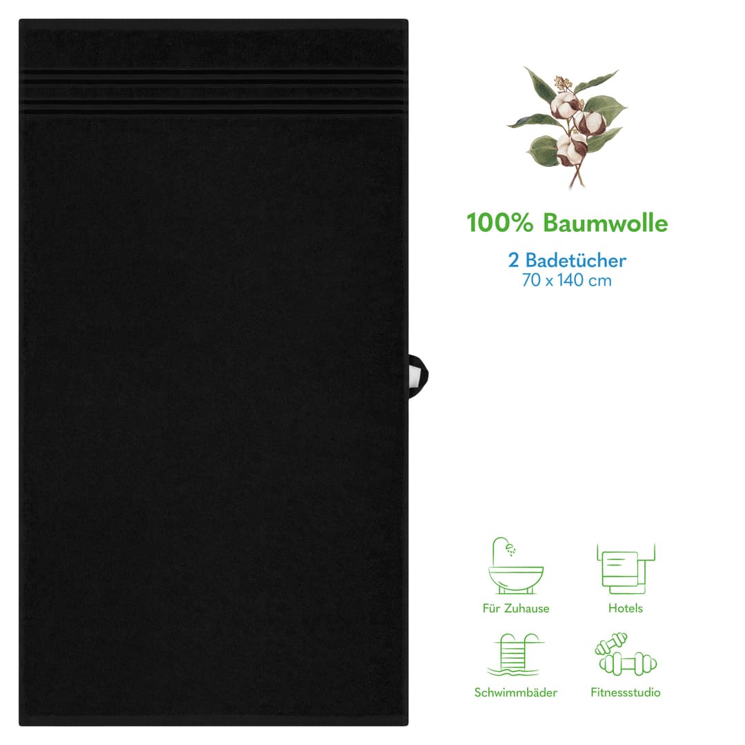 HAMMETEX Duschtuch 2er Set | Schwarz
