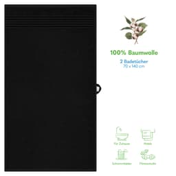 HAMMETEX Duschtuch 2er Set | Schwarz