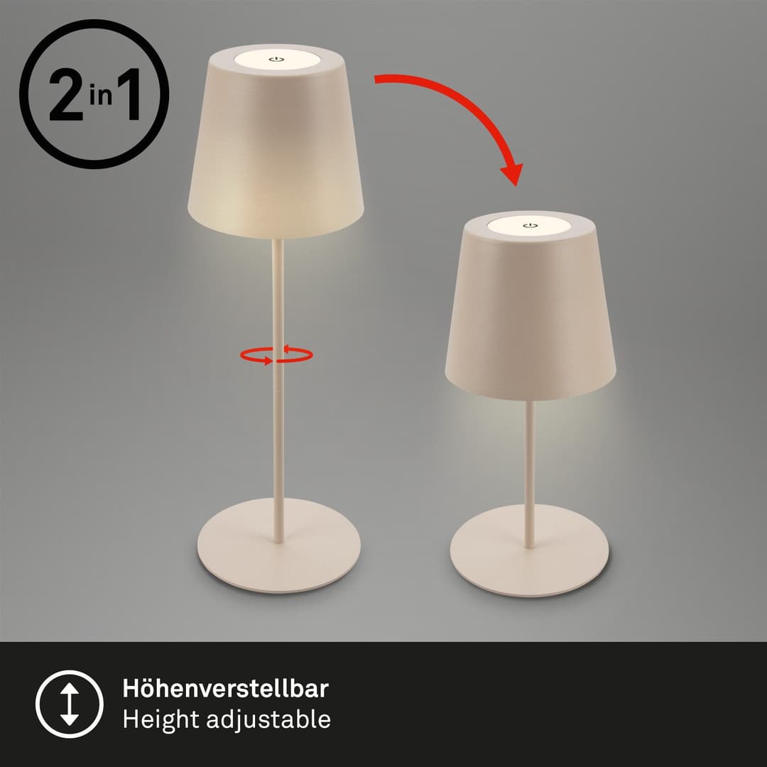 Briloner Leuchten LED Außen-Tischleuchte Coloris | Beige