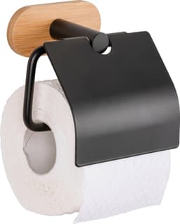 WENKO Toilettenpapierhalter Turbo-Loc® Orea Bamboo | Schwarz