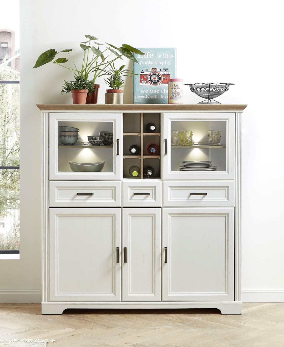 Innostyle Highboard Jasmin | Weiß