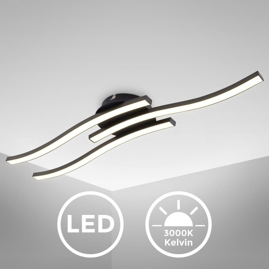 B.K.Licht LED Deckenleuchte BK_DL1432 | Schwarz